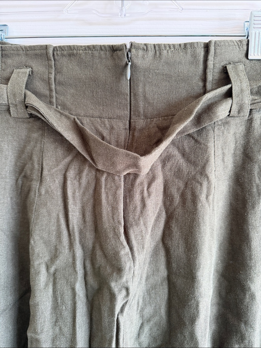 NWT New York & Company Olive Tie-Front A-Line Midi Skirt - Picture 7 of 8